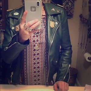 green moto bikers jacket, size small, Blank NYC